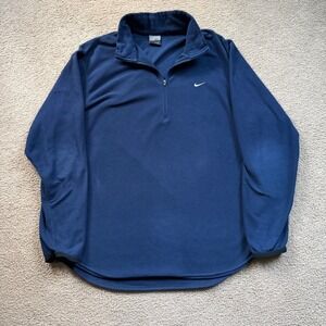 Y2K Nike Fleece Quarter Zip Pullover Men's Medium Blue Skater Vintage